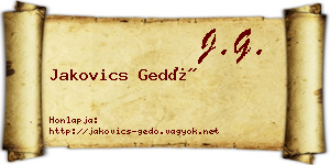 Jakovics Gedő névjegykártya